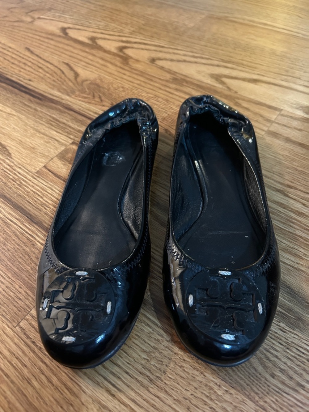Tory Burch Reva Black Patent Ballet Flats
